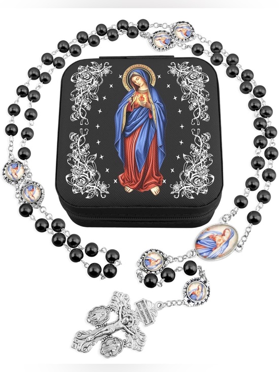 The Unbranded Brand Jewelry - Virgin Mary Rosary Necklace w/ Travel Case. NWT 1 of each color available